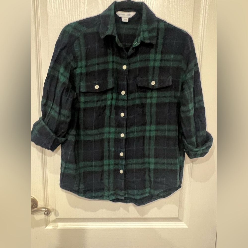 Old Navy Green and Navy Plaid Shirt